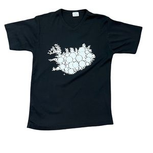 Iceland Women's V-Neck T Shirt Size Medium Black White Heavy Weight Soft